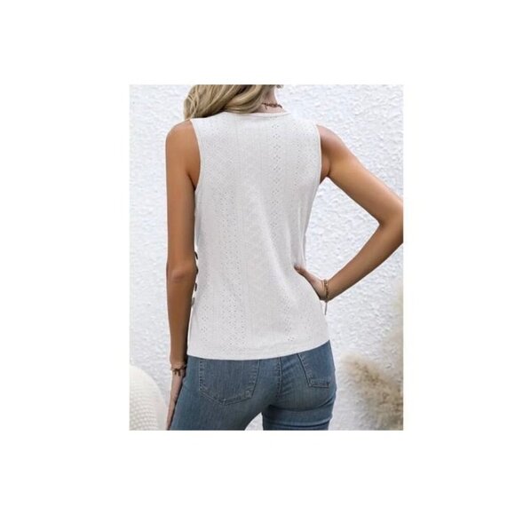 White Ruched Surplice Tank Size 12 - Picture 2 of 2